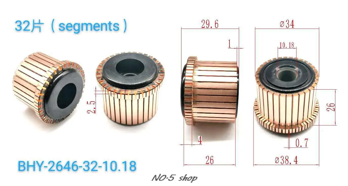 

5pcs 34x10.18x26(29.6)x32P Copper Bars Electric Motor Commutator