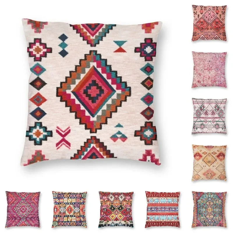 

Bohemian African Moroccan Farmhouse Style Cushion Covers Sofa Decoration Pillowcover Geometric Square Throw Pillow Case 45x45