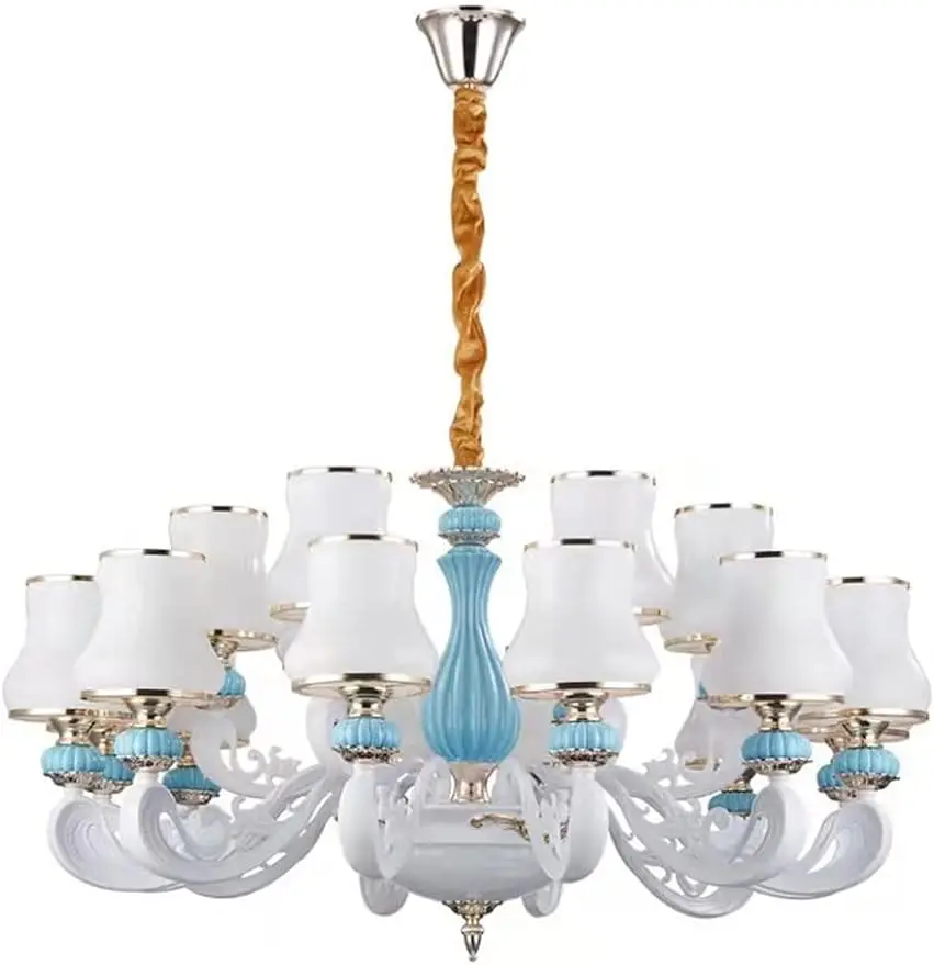 

European Style Zinc Alloy Chandelier Ceramic Modern Atmosphere Living Room Bedroom Dining(Color : A, Size : 10 Heads as Shown)