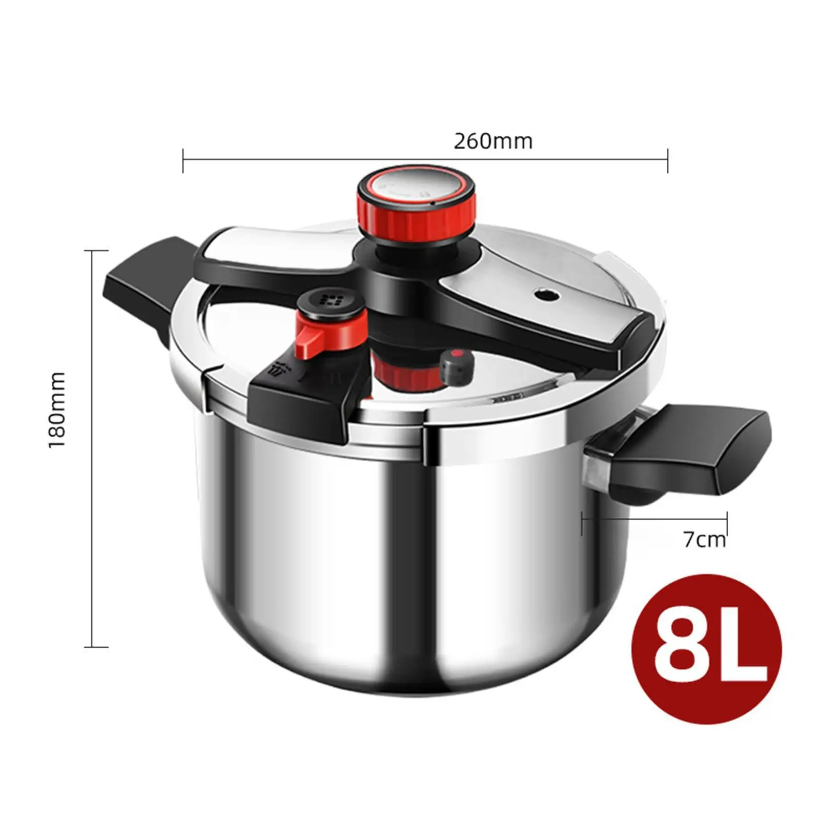 Pressure Cooker Thickened for All Hob Types Utensils Secure Locking Fast Heating Cooking Pot for Family Camping Home Kitchen