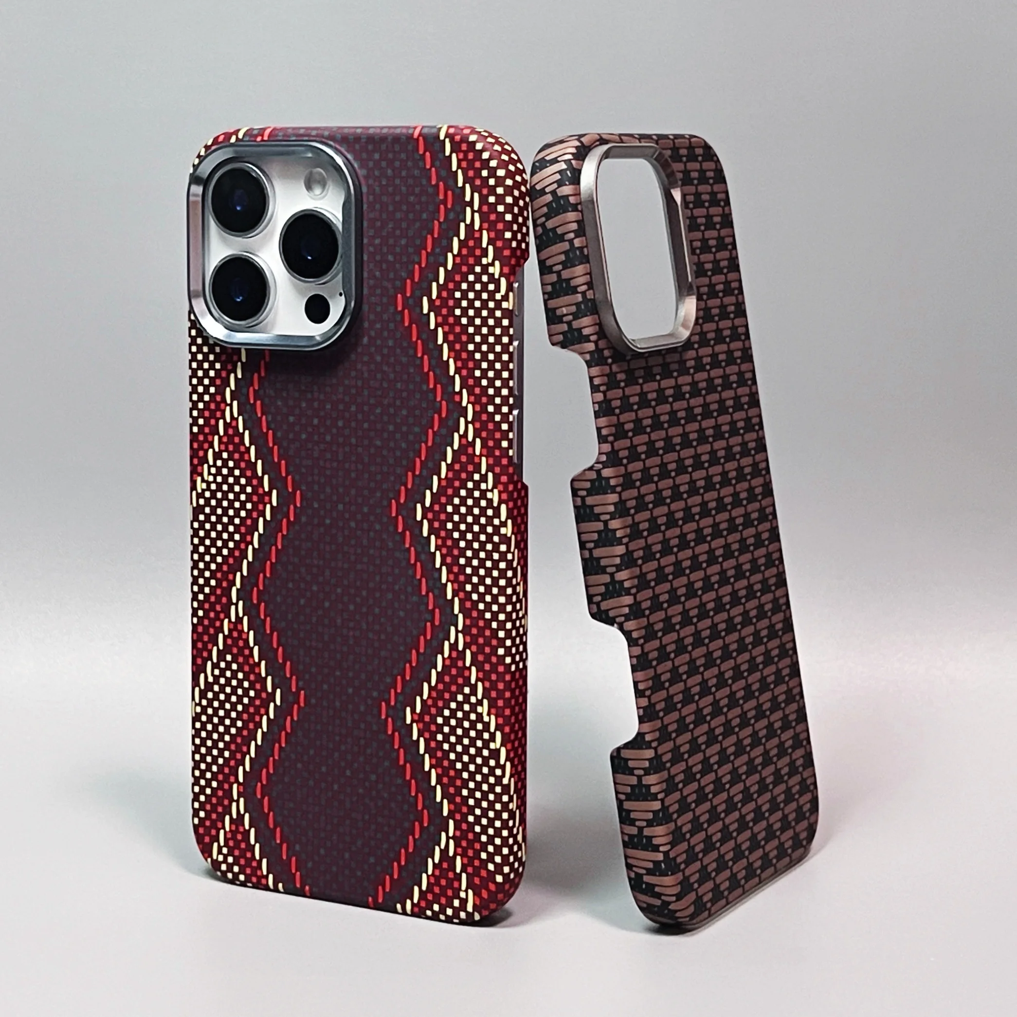 Ultra Thin Carbon Fiber Texture Magsafe Case with Wireless Charging and Alloy Lens Matte Hard Cover
