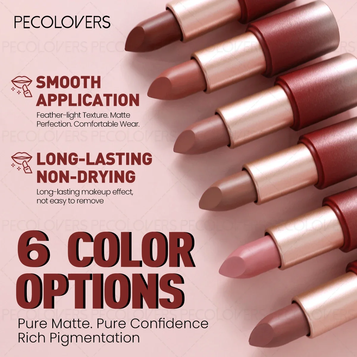 Pecolover matt sammetslent läppstift vattenfast lipgloss_voghion.com