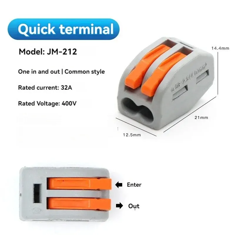 Terminal Connector 10pcs Quick Terminal Connector JM-212/ 213 /214 Hard And Soft Wire Parallel Connector Press The Wire Terminal PCT