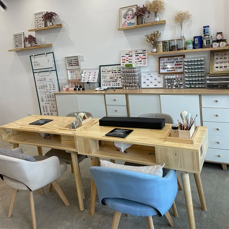

Solid Wood Japanese Nail Table Professional Nailsdesigner Manicure Table Retro Storage Mesa De Manicure Salon Furniture WT