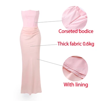 Mingmingxi 2025 Women's Evening Dress Strapless Pink Prom Party Dresses Sexy Satin Long Corset Dress Elegant Maxi Gala Dresses 5
