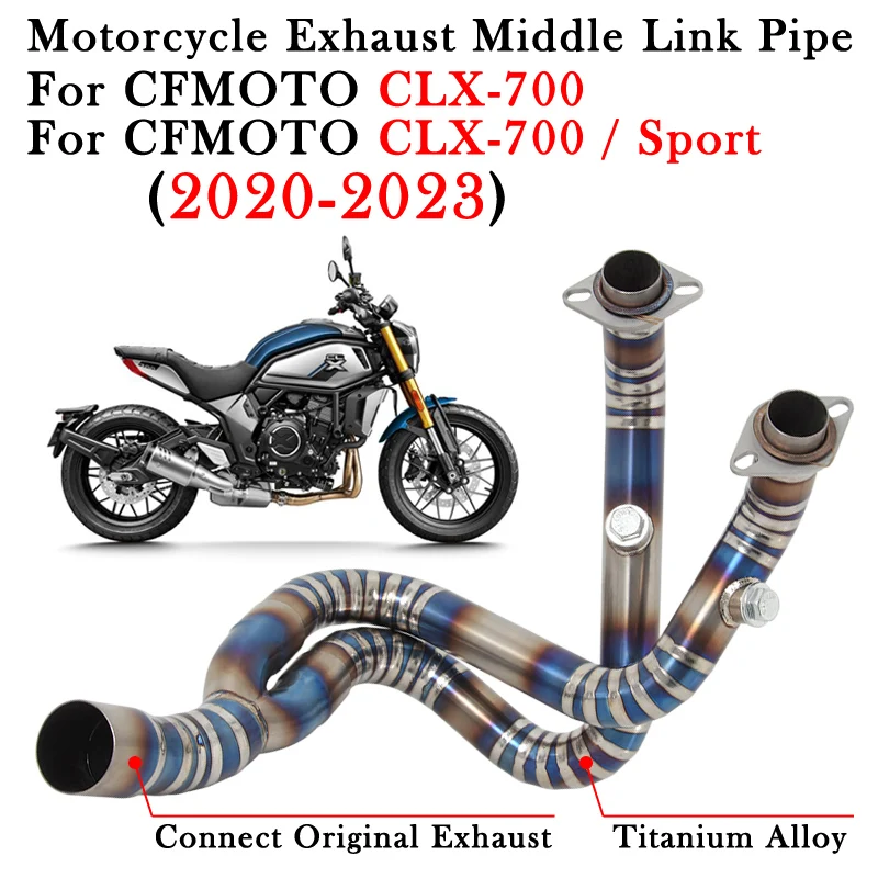 Titanium Alloy Motorcycle Exhaust Front Link Pipe Escape Moto Modify Muffler Slip On For CFMOTO CLX-700 CLX700 Sport 2020 - 2023
