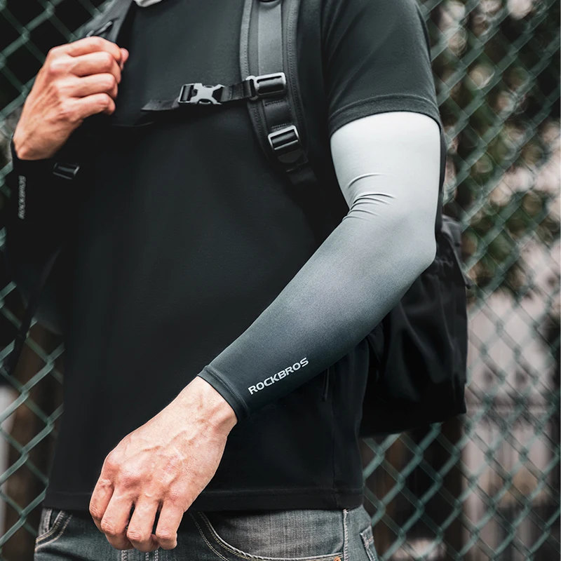 ROCKBROS Bicycle Arm Sleeves Ice Silk Sun UV Protection Sports Cycling Arm Sleeves Cover Breathable Running Fitness Arm Sleeves 5