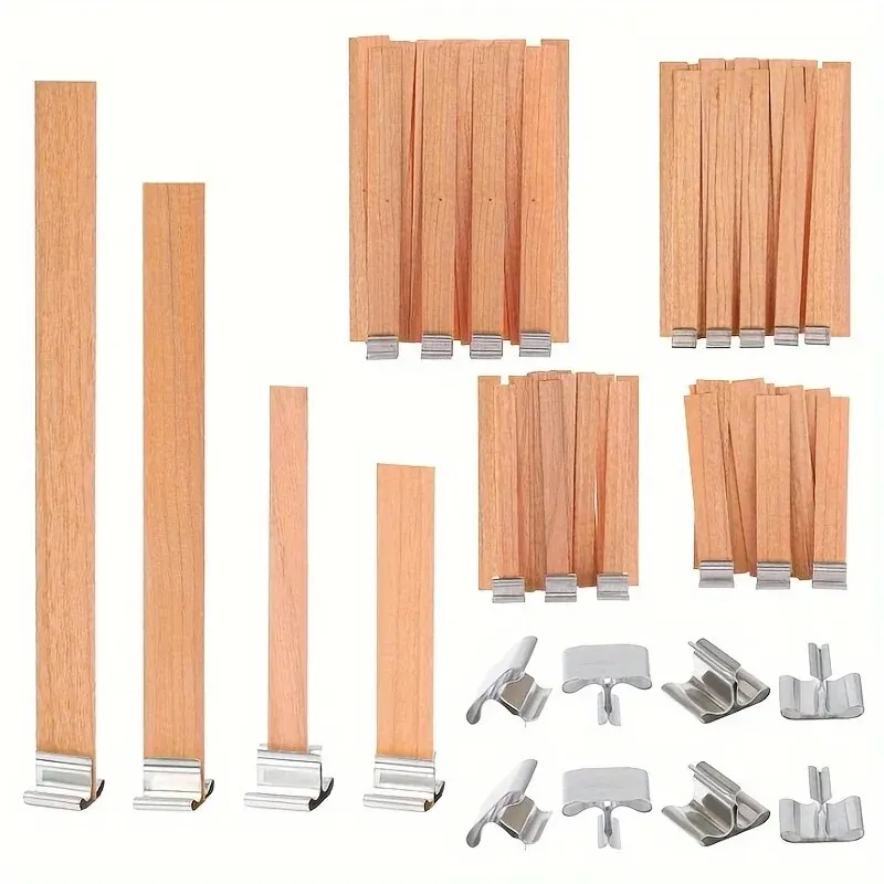 Candle Wick 30pcs Wooden With Clip Base Craft Paraffin Beeswax Burning Smokeless