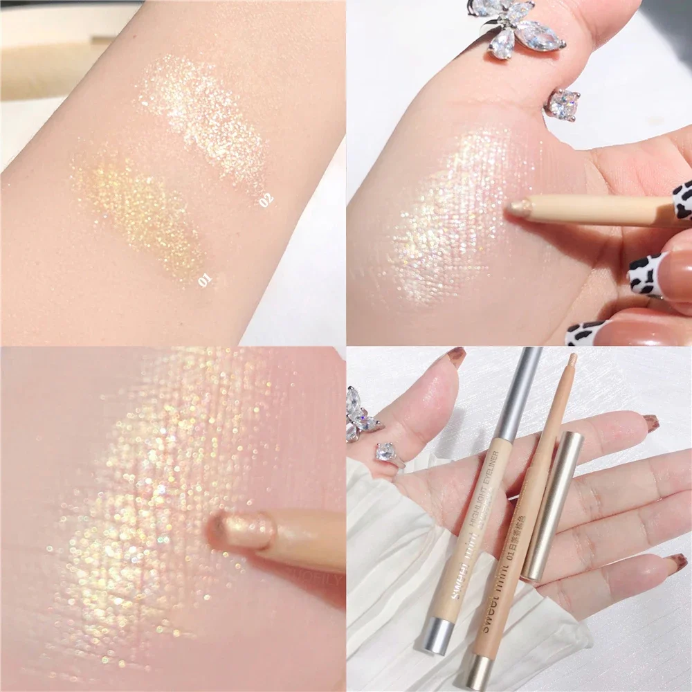 Glitter Eyeshadow Pen Pearlescent Matte Diamond Eyeliner Pen Waterproof Highlight Brighten Silkworm Makeup Pencil Shiny Eyelids Eyeshadow Pen Eyeliner Pencil Eyeshadow Pencil Makeup Pen