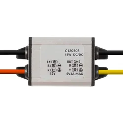 Waterproof DC Voltage Regulator, 12V to 5V Step Down Converter, 15W Power Adapter (12V to 5V)