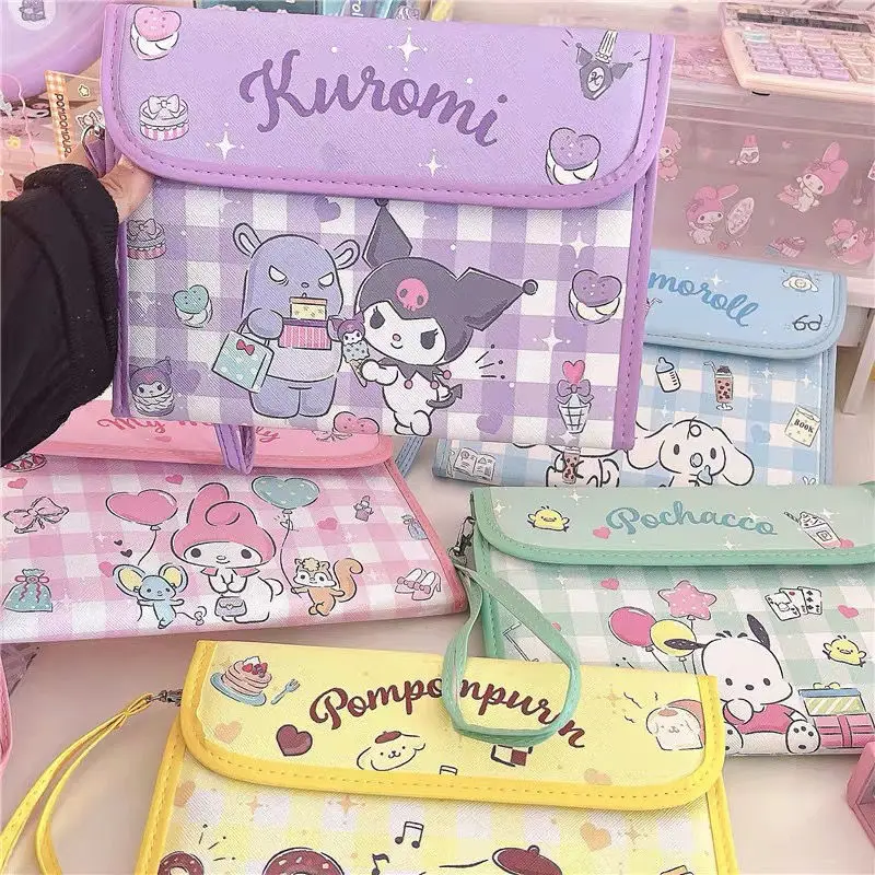 Anime Wallet Purse Sanrio Cartoon Hello Kitty Kuromi My Melody Multifunctional Id Storage Bag Fold Versatile Girl Gifts