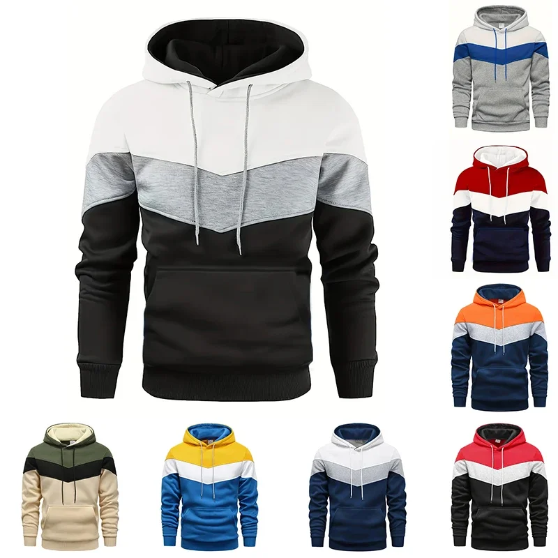 Men's Casual Patchwork Hooded Sweatshirt