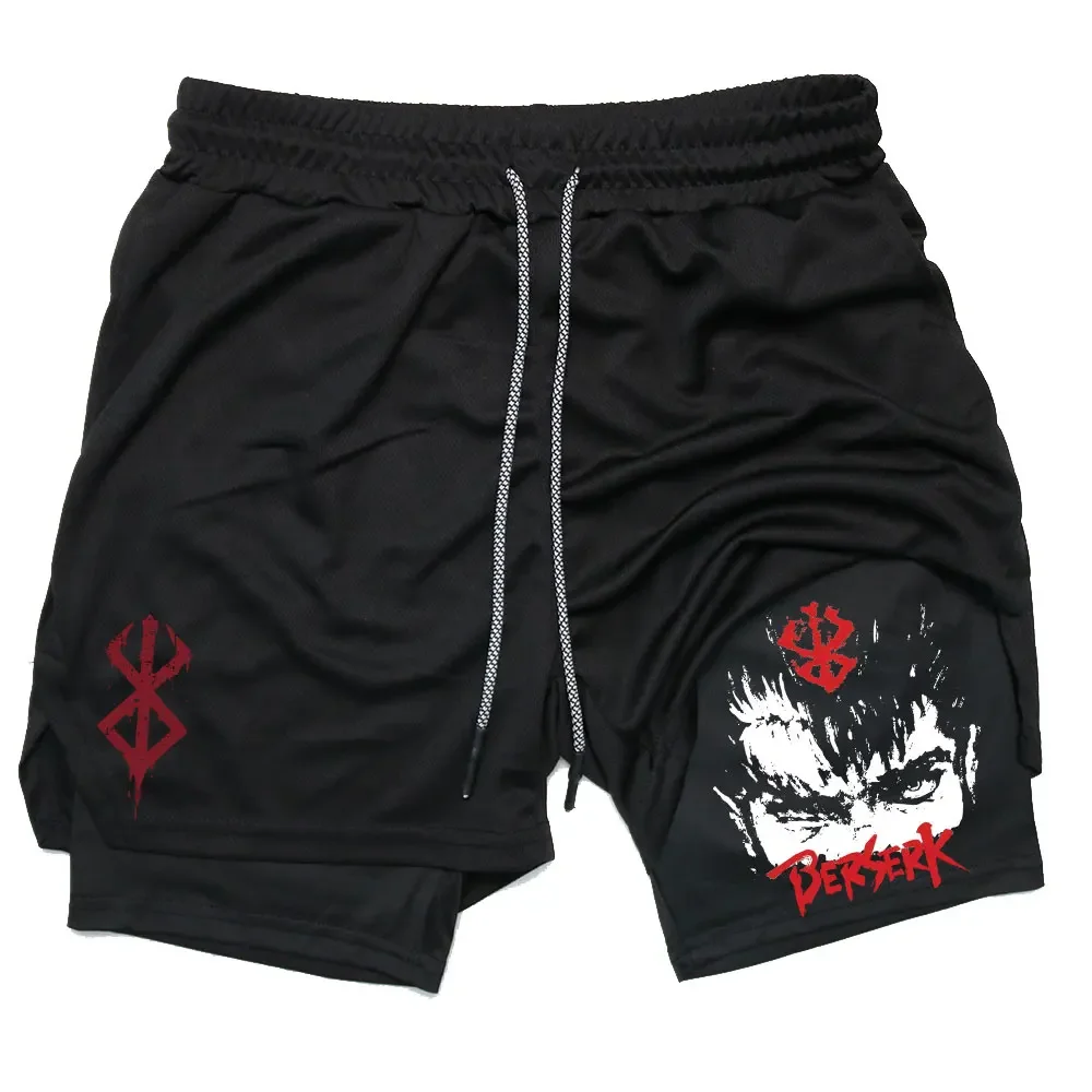 Anime Berserk Performance Shorts Men 2 In 1 Running Quick-Drying GYM Short Pants Workout Sportswear Yoga Basketball Shorts 6