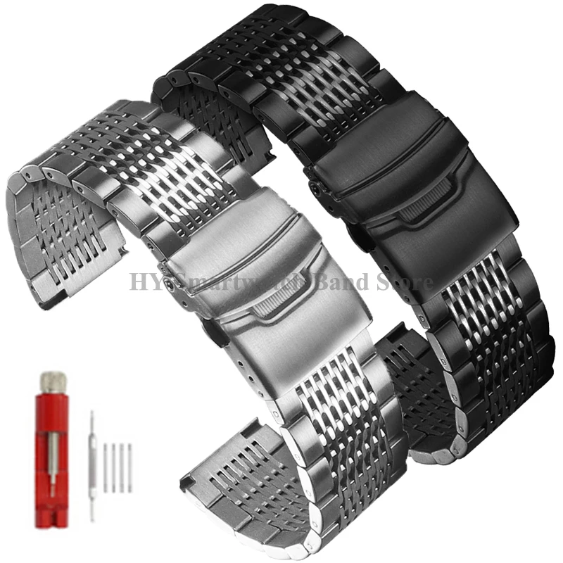 Luxury Stainless Steel Mesh Diving Watch Band with Metal Folding Buckle