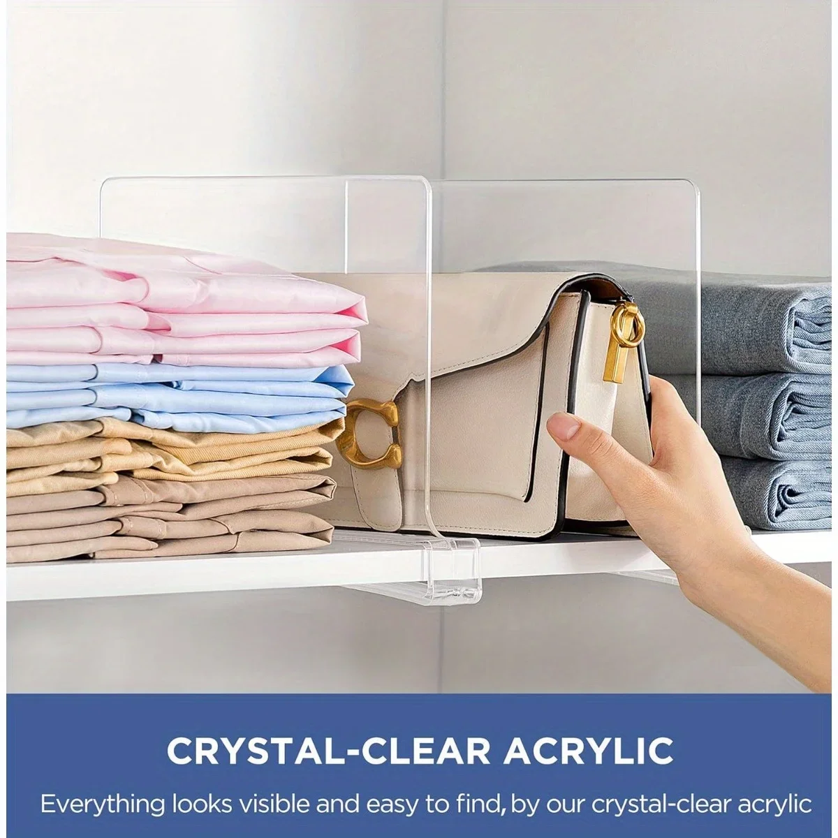 1/2/4pcs-Transparent Closet Shelf for Wardrobe Organizer Cloth Divider Cupboard Bookcase Divider Baffle