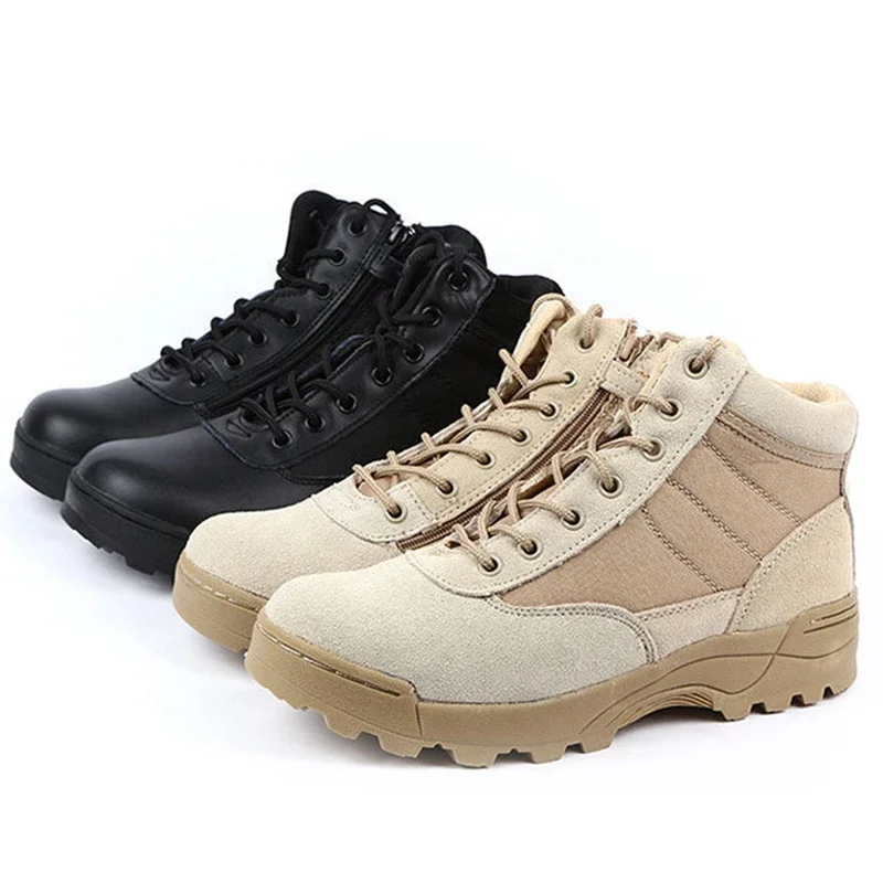 Summer Desert Tactical Boots Combat Hiking Black Ankle Boots Men Shoes Work Zapatillas Botas Plus Size