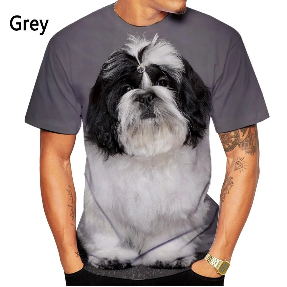 Casual Men Shih Tzu Animal Oversized T Shirt