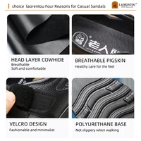 LAORENTOU genuine leather sandals, men's hollow and breathable perforated shoes, casual thick soled non slip leather shoes 2