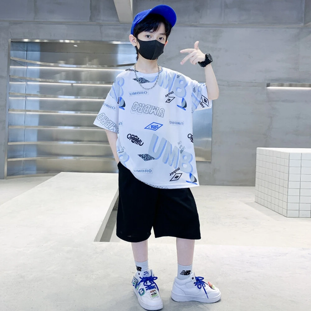 2025 New Summer Boys'Clothes Fashion Middle-sized Boys