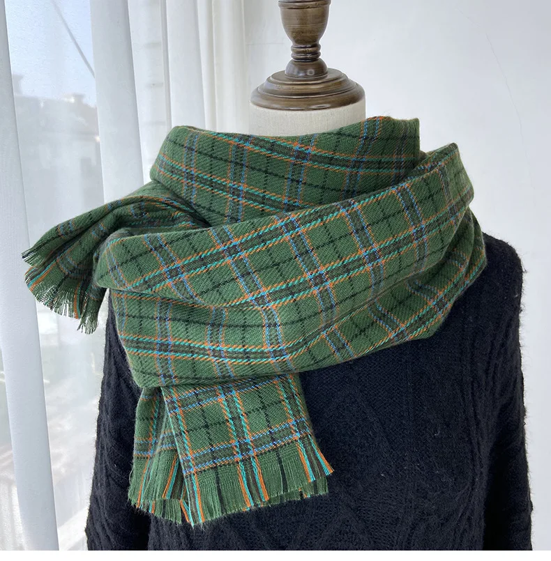 

Зимний роскошный теплый кашемировый шарф шаль Женская корейская мода универсальные Ретро клетчатые элегантные толстые шарфы Пашмина шарфы