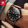 OLEVS 9962 Fashion Quartz Watch Gift Round-dial Genuine Leather Watchband Calendar 2