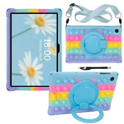 Enhanced Kids Safe 360 Rotating Soft Tablet Cover, 10.1 - Inch - Revvl Tab2 10.1inch (RainbowBlue)