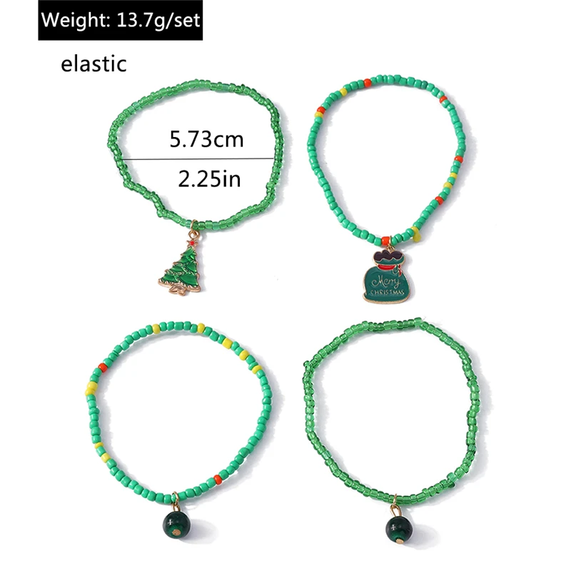 4 Stück/Set modische Weihnachtsbaum-Weihnachtsmann-Schuhanhänger-Armbänder für Frauen und Mädchen, Party, Festival, Schmuck, Geschenke – Detail 18