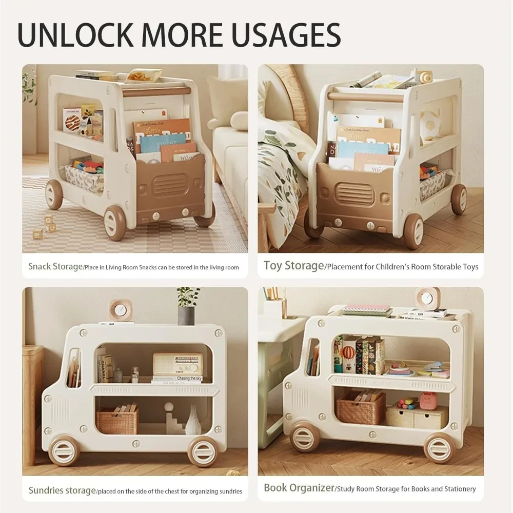 Toy Organizers And Storage For Kids, 2 Layers Toy Storage Cabinet With Bookshelf Toys Organization Chest With Bins Multipurpose 5