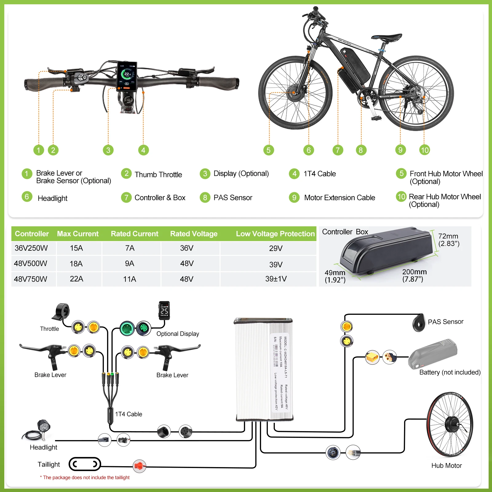 Bafang 48V 500W Hub Motor Electric Bicycle Wheel Kit Front Rear - Main Image