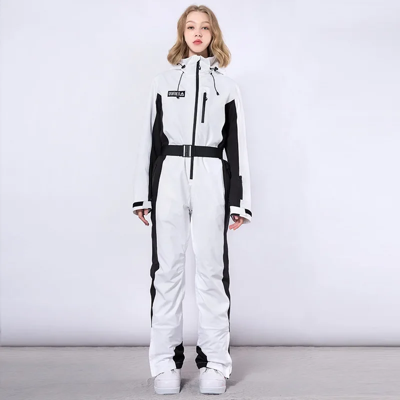 2024 Winter New One-Piece Ski Suit Women Overalls Slim Fit Warm Outdoor Sports Snowboard Set Ski Jumpsuits Wind Proof Waterproof