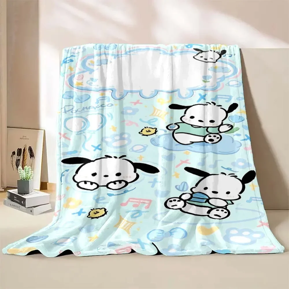 Japanese Pochacco Blanket Sanrio Flannel Fluffy Throw Camping Blanket for Children Sofa Throw Blanket Modern Fashion Gift Miniso 2