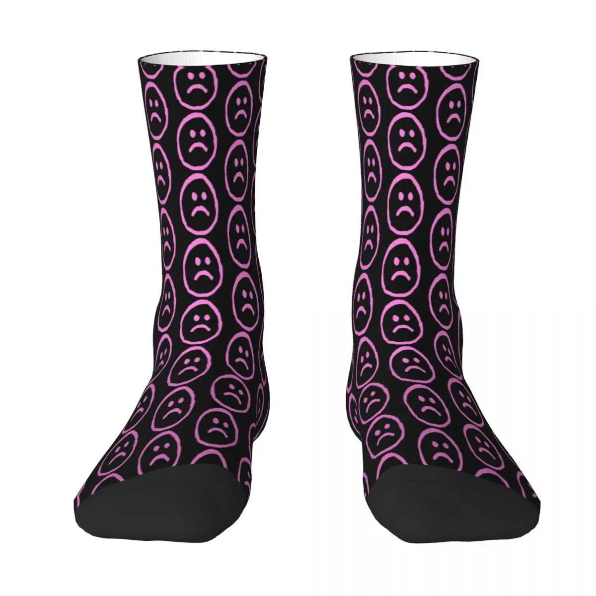 

Lil Peep Style Sad Face Pink Tattoo Sock Socks Men Women Polyester Stockings Customizable Sweetshirt