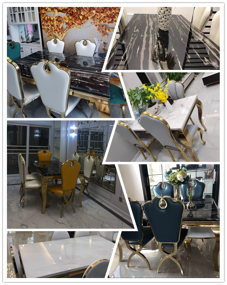 Description Picture 3 of itemDesigner Floor Table Chairs Rectangular European White Luxury Dining Table Space Saving Marble Mesa De Jantar Home Furniture