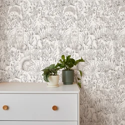 Peel And Stick Animal Wallpaper Black And White Sketch Leaf Wallpaper Self-adhesive Cabinet Sticker For Furniture Renovation