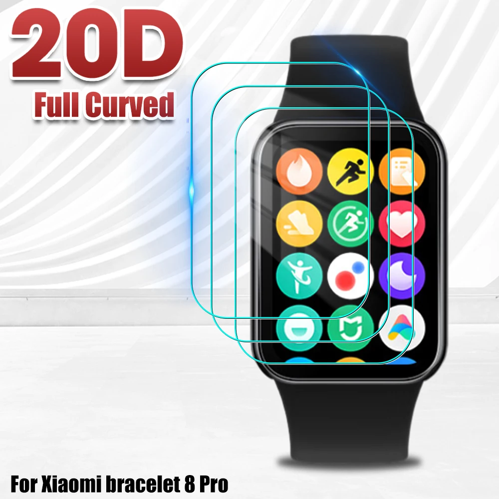 

Smartwatch Full Coverage Tempered Glass Protective Films for Xiaomi Mi Band 8 Pro Clear Screen Protector Cover for Miband 8 Pro