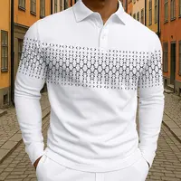 Polo de Golf géométrique à manches longues pour hommes, vêtements quotidiens, imprimés en 3D, boutons respirants, hauts d'automne et d'hiver 2025 1