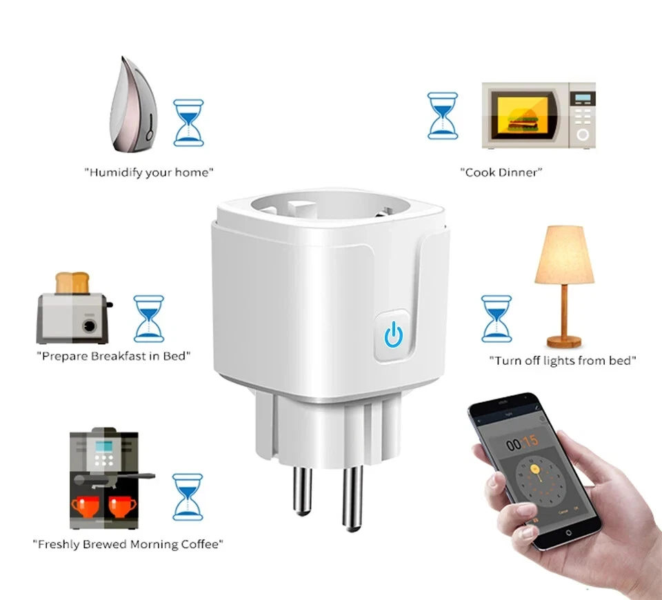 16A/20A Tuya Smart Socket WiFi ZigBee 3.0 EU Plug Power Monitor Timing Function APP Voice Control Alexa Google Home Yandex Alice