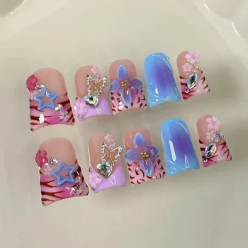 Pastel Butterfly Flower Press On Nails