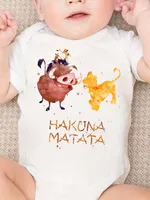 HAKUNA MATATA Cartoon The Lion King Printed Baby Clothes Onesies Funny Infant Bodysuit Short Sleeve Jumpsuit Outfits 1