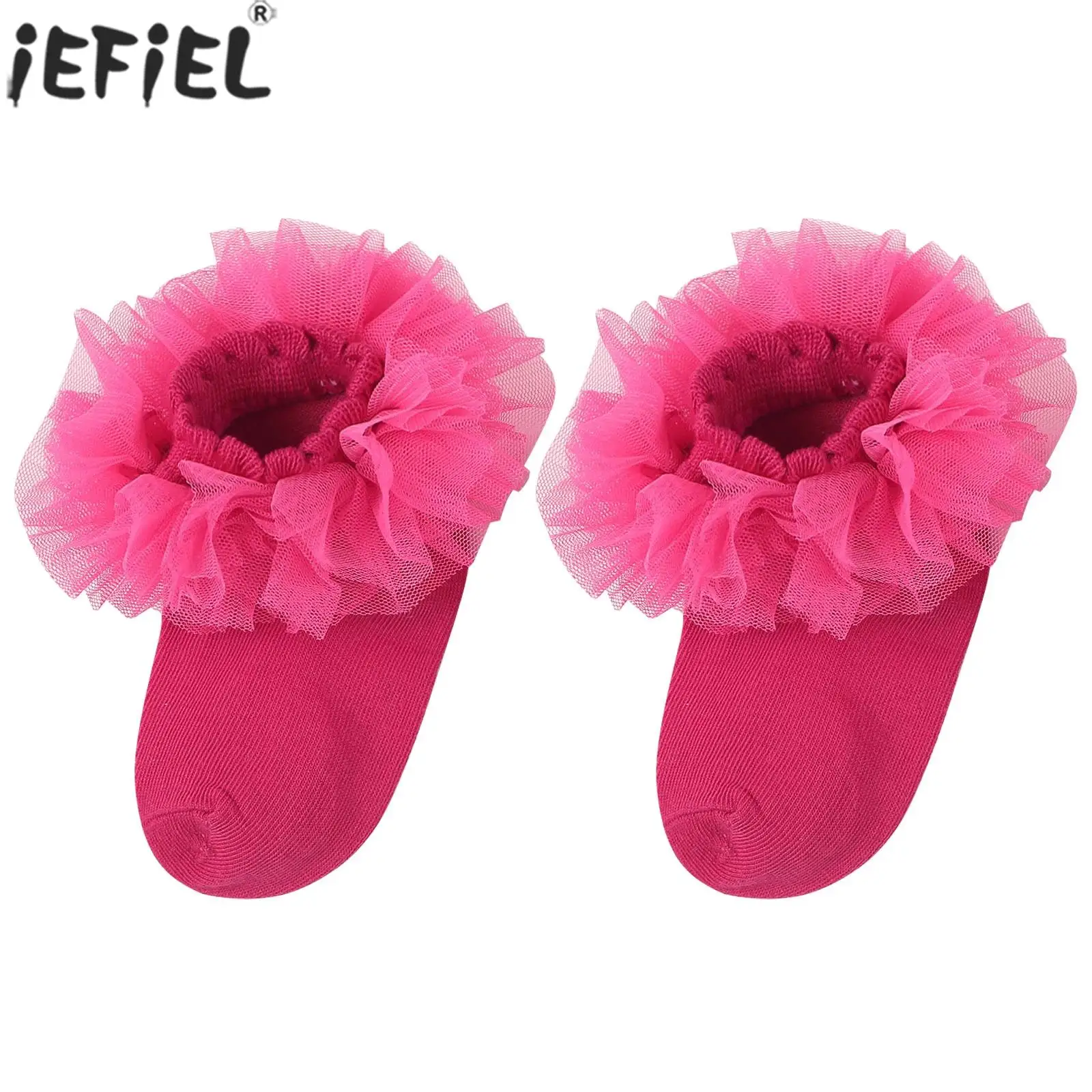 

Little Girls Layered Mesh Ruffle Princess Socks Daily Wear Ballet Dance Tutu Birthday Wedding Party Dress Clothes Accessories