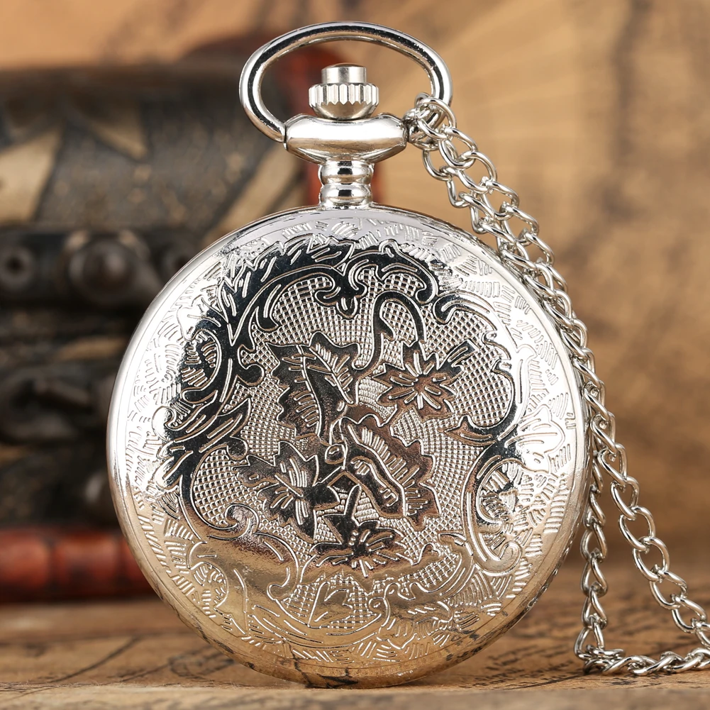 Quartz Pocket Watch Men Silver Vintage Classic Design Anchor Souvenir Gift with 80cm Necklace Chain quartz watch pocket watch