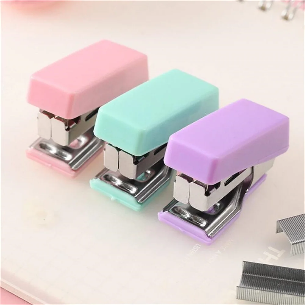 Colorful Morandi Mini Stapler for Paper File Metal Stapler Set Staples Cute Stationerys Kits School Office Binding Supplies