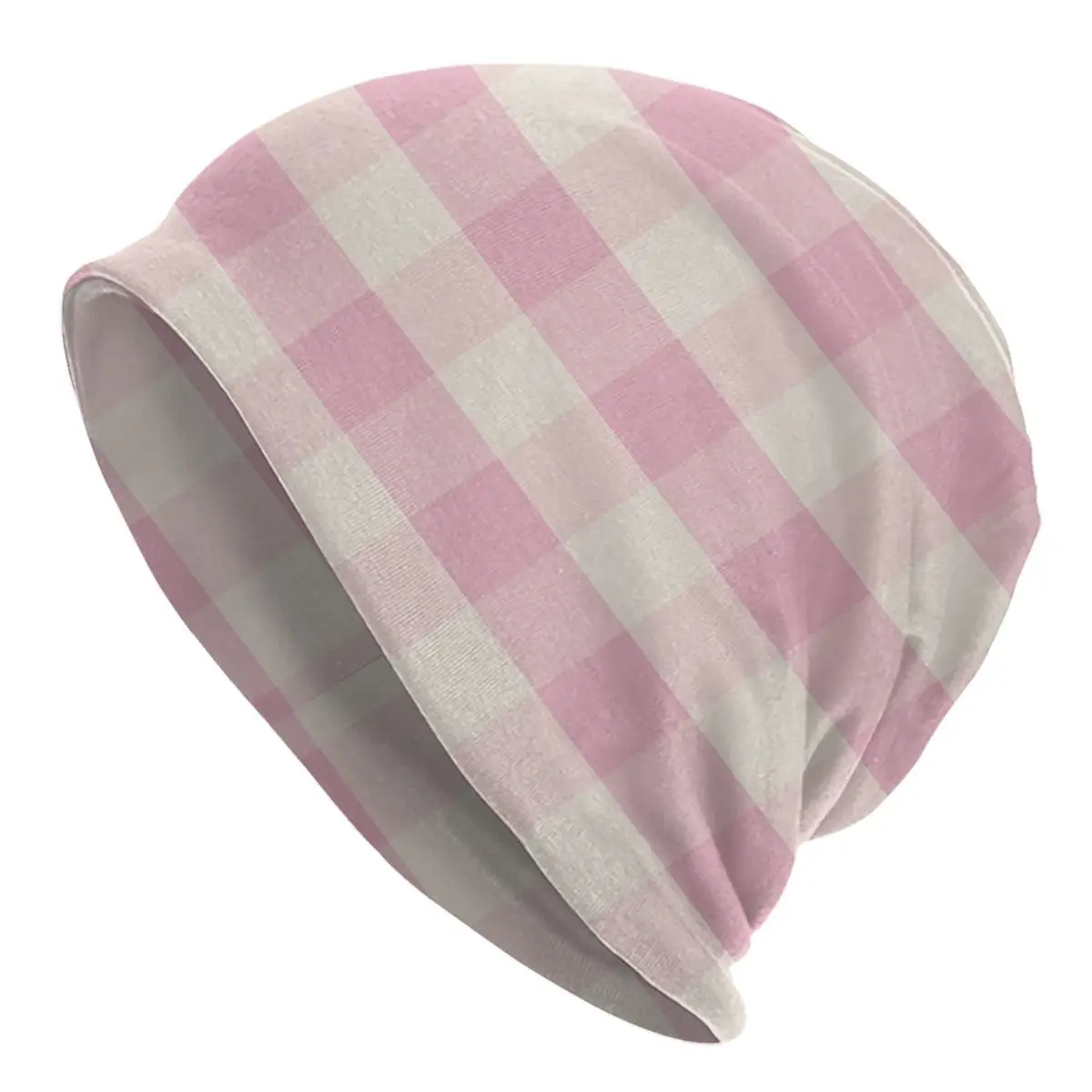 Francese Toile De Jouy A Scacchi Rosa Off White Cappelli Con Cofano Cappello Lavorato A Maglia Da Strada Adulto Inverno Caldo Francia Arte Skullies Be