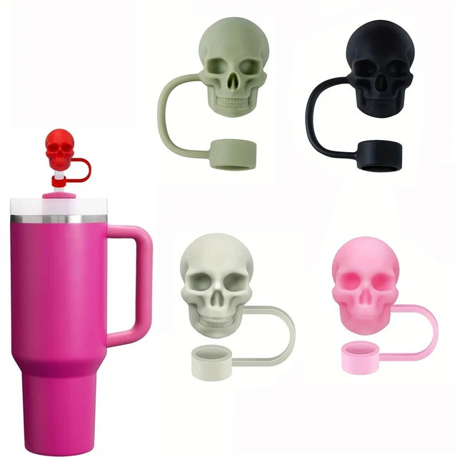 Skull Silicone Straw Covers Cap Tumblers Cup Accessories Reusable Dust-Proof Spill-Proof Plug Stopper For Stanley Water Bottle Skull Silicone Straw Covers Cap Tumblers Cup Accessories Reusable Dust-Proof Spill-Proof Plug Stopper For Stanley Water Bottle