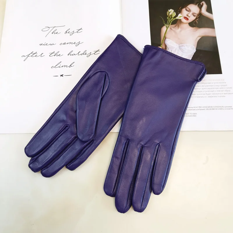 Sheepskin Gloves Women's New Knitted Lining Spring Classic Versatile Multicolor Driving Gloves Leather Autumn