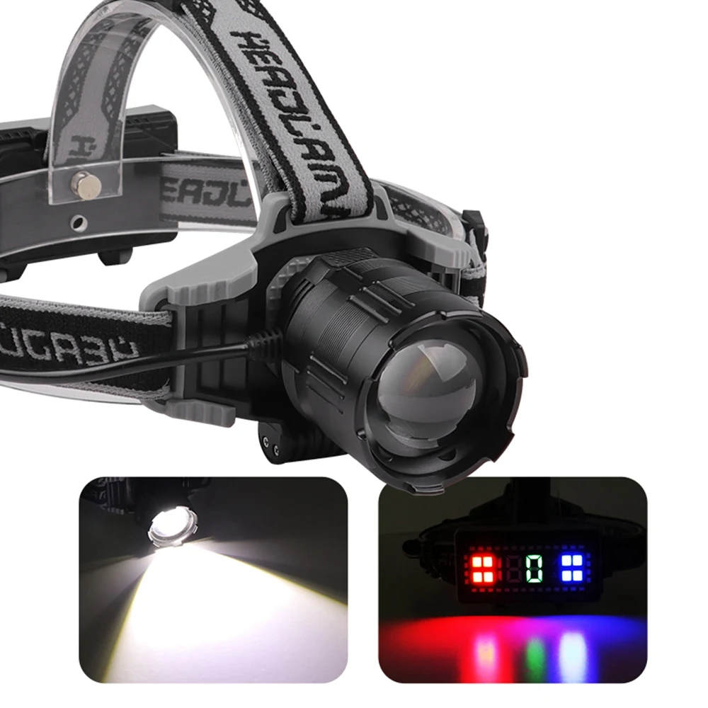 LED Headlamp With XPH160 Glare Light Waterproof Zoomable Camping Fishing  Walking Light USB Rechargeable Super Bright Headlight