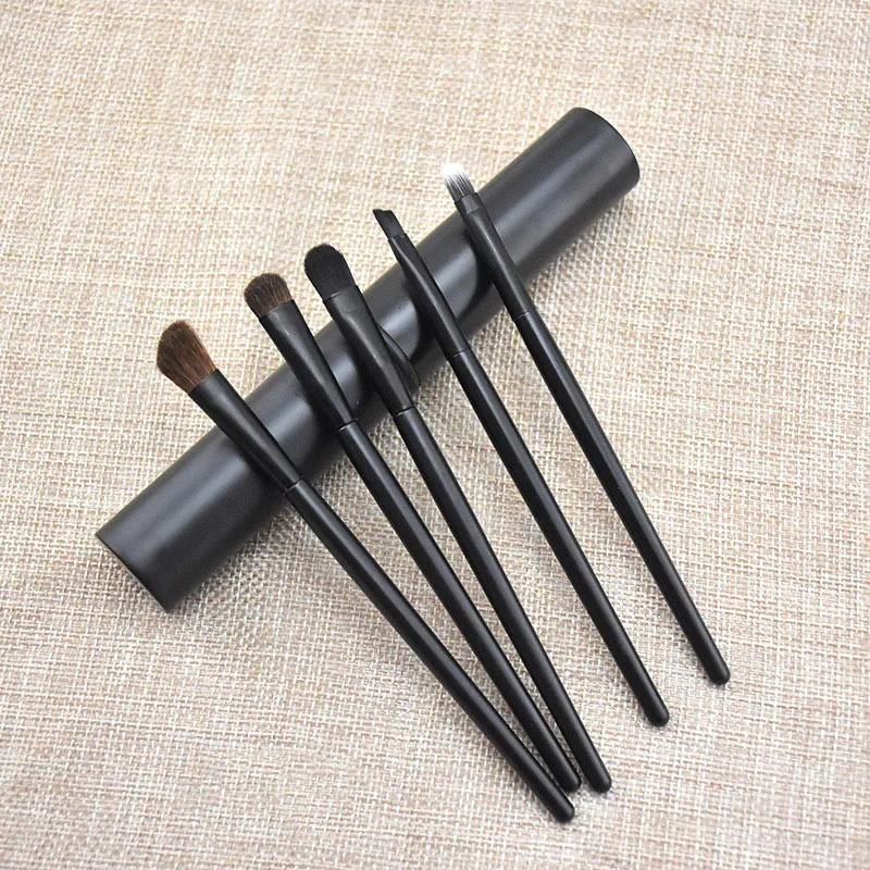 5pcs Pony Hair Eye Shadow Concealer Lip Brush Set Horsetail Makeup Tools Simple Version Brush Cover Portable