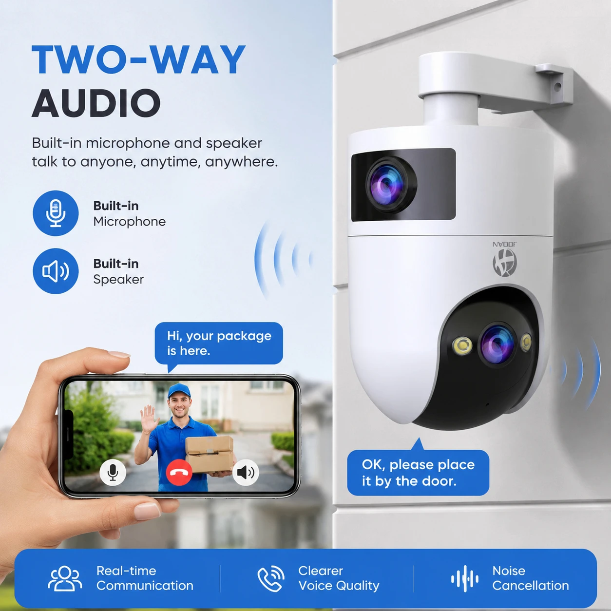 4K Ultra HD Outdoor PTZ Camera with Dual Lens and Auto Tracking