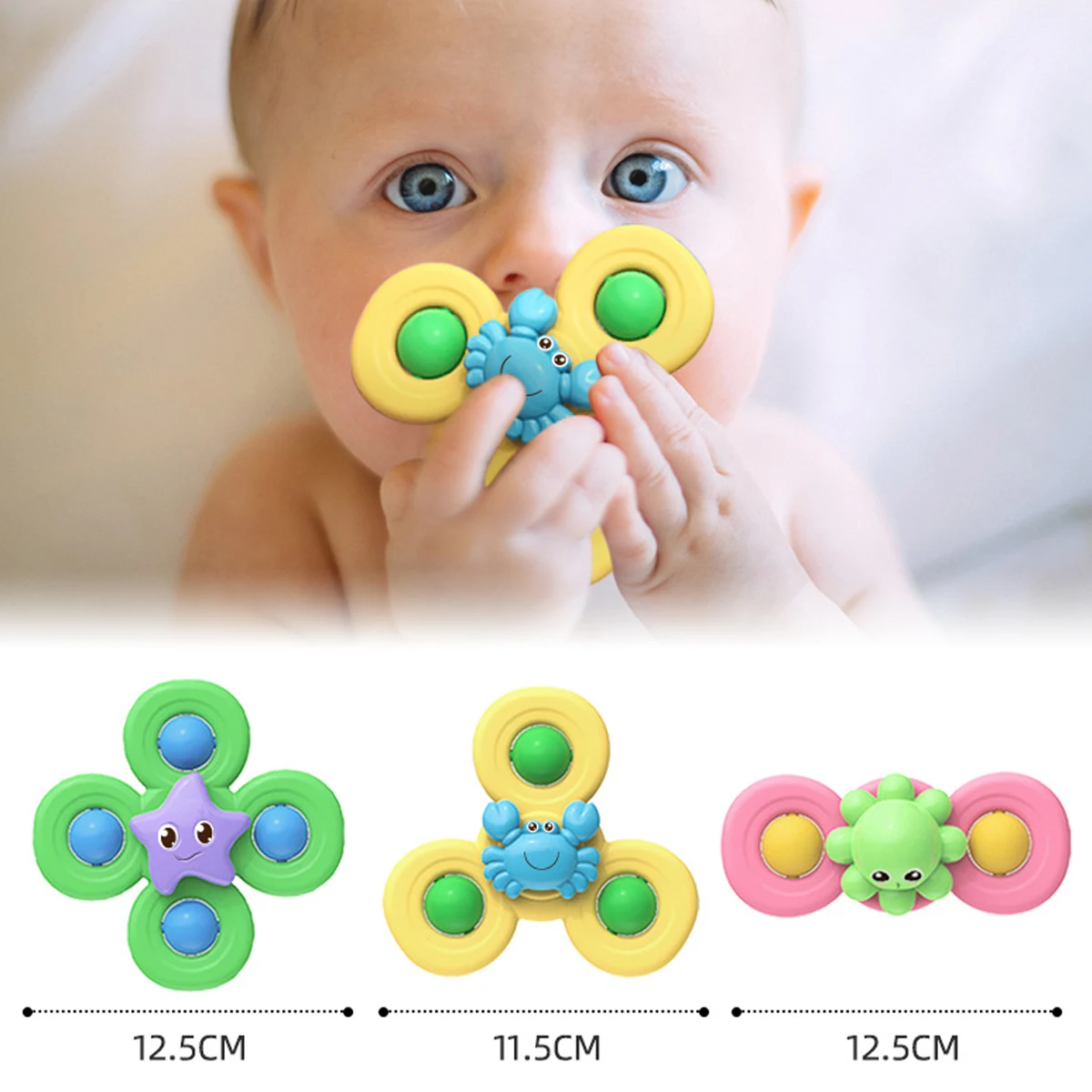 Jouets de bain interactifs Montessori pour enfants de 3 mois et plus, 3  pièces, ventouse pour bébé, jouets rotatifs, Puzzle - AliExpress