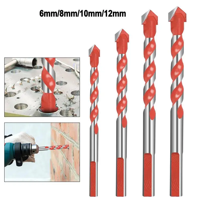 

4pcs 6-12mm Ultimate Drill Bits Multi-Material Triangle Drill Bit Diamond Set for Tile Concrete Brick Glass Plastic Wood Stone